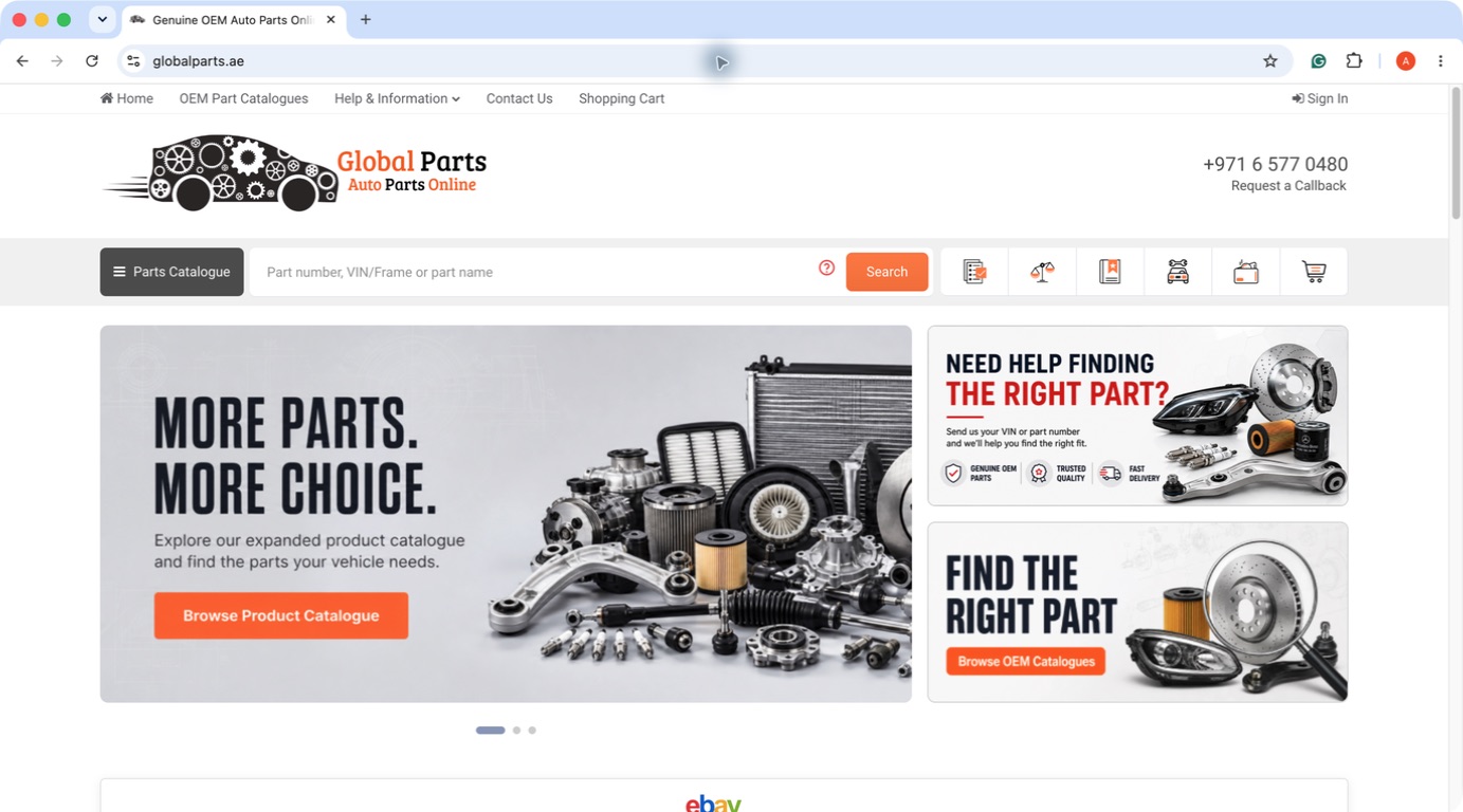 Global Parts part-number search field
