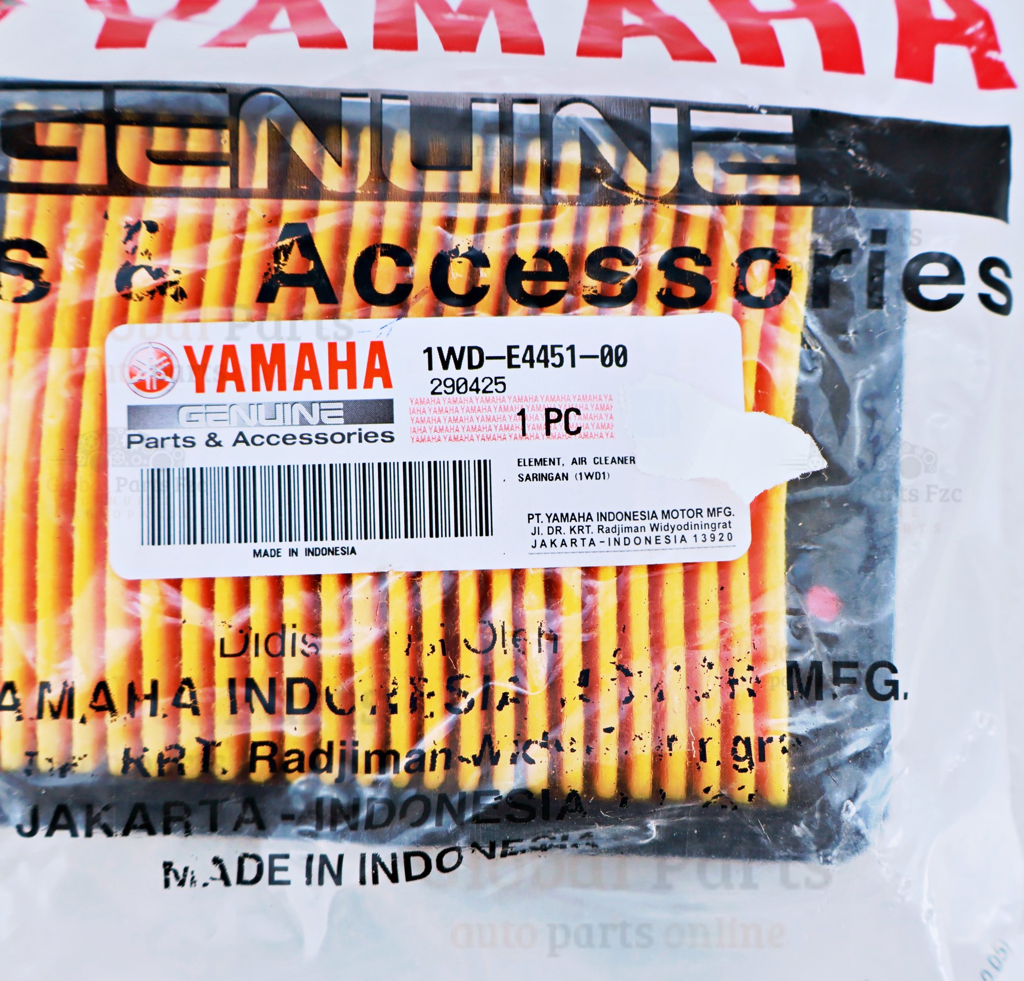 Genuine Yamaha OEM Air Filter Element - 1WD-E4451-00
