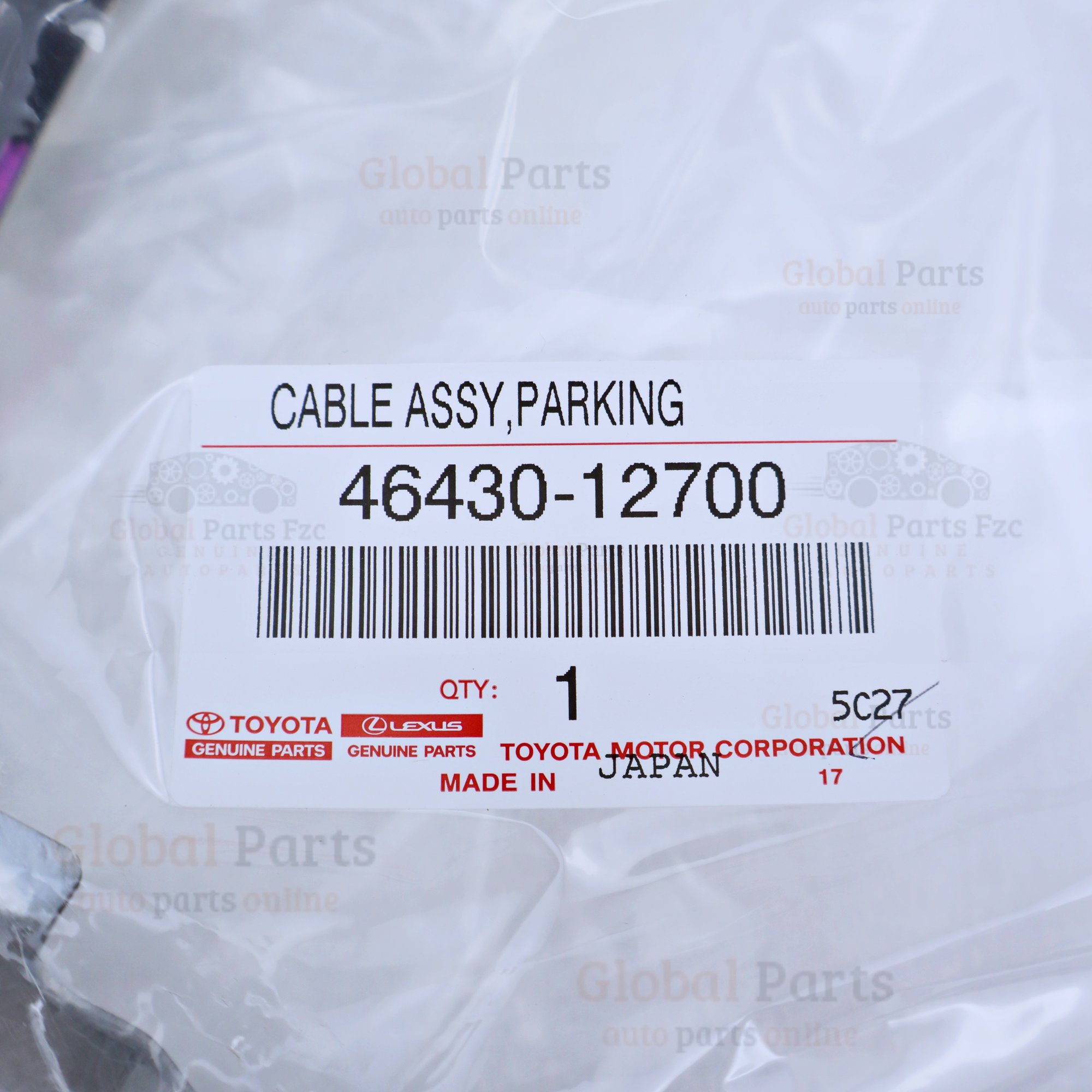 Genuine Toyota OEM Parking Cable Assembly - 46430-12700