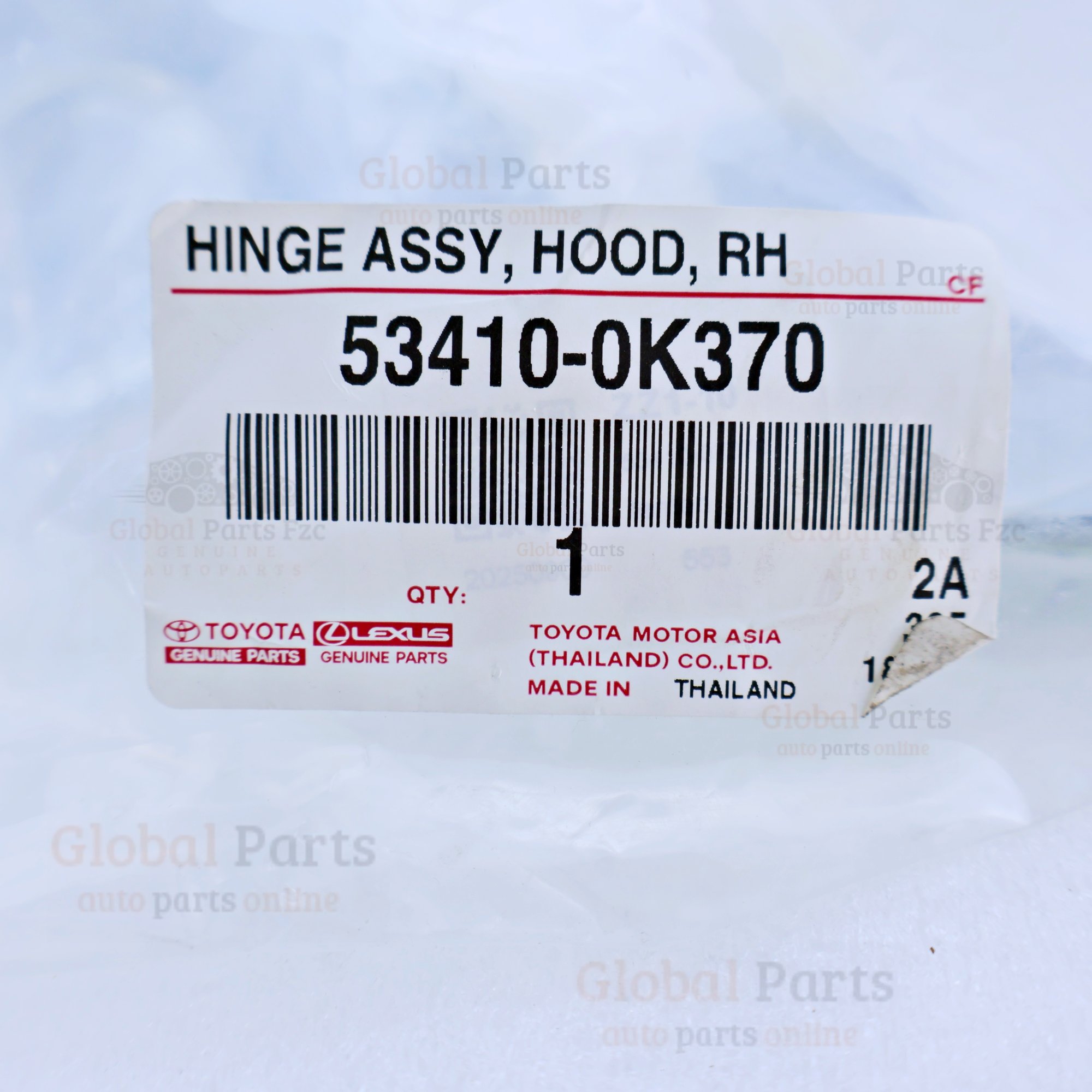 Genuine Toyota OEM Right Hood Hinge Assembly - 53410-0K370