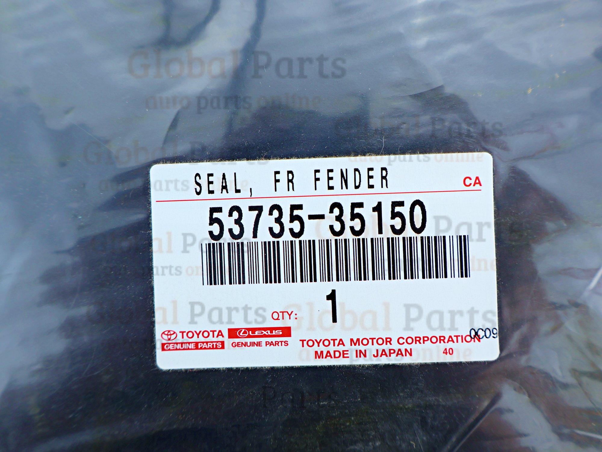Genuine Toyota OEM Upper Front Fender Apron Seal - 53735-35150