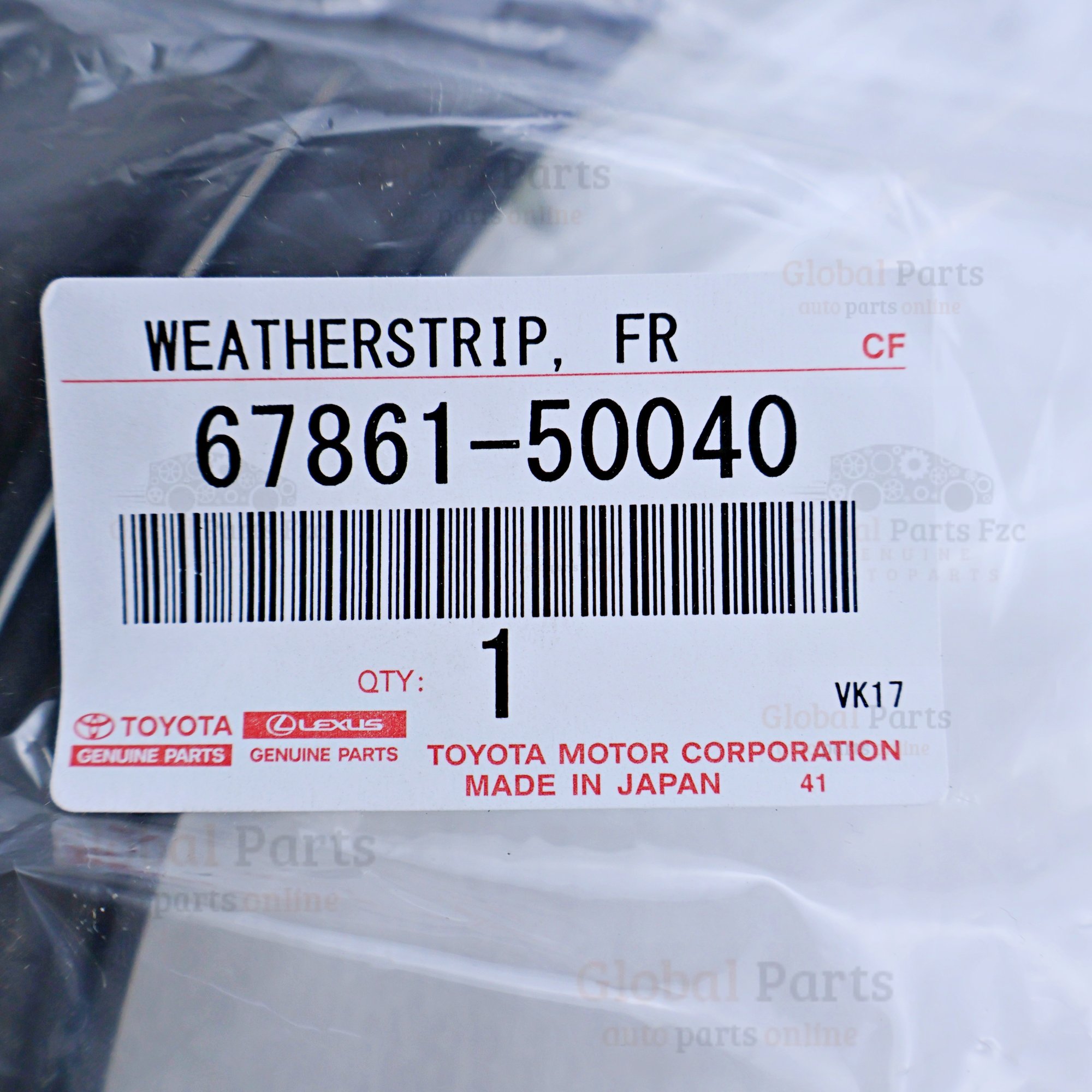Genuine Toyota OEM Front Right Door Weatherstrip - 67861-50040