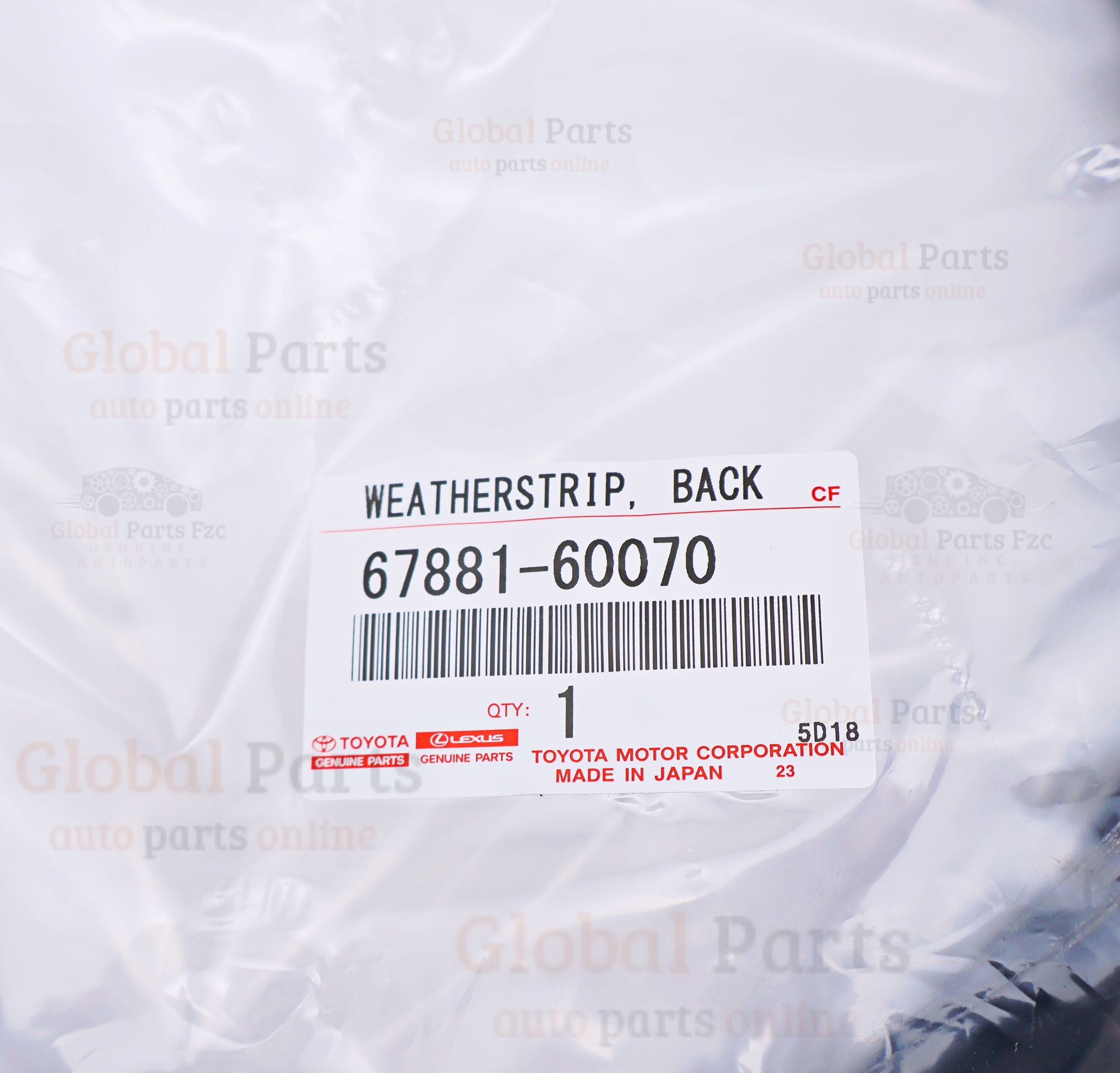 Genuine Toyota OEM Back Door Weatherstrip - 67881-60070