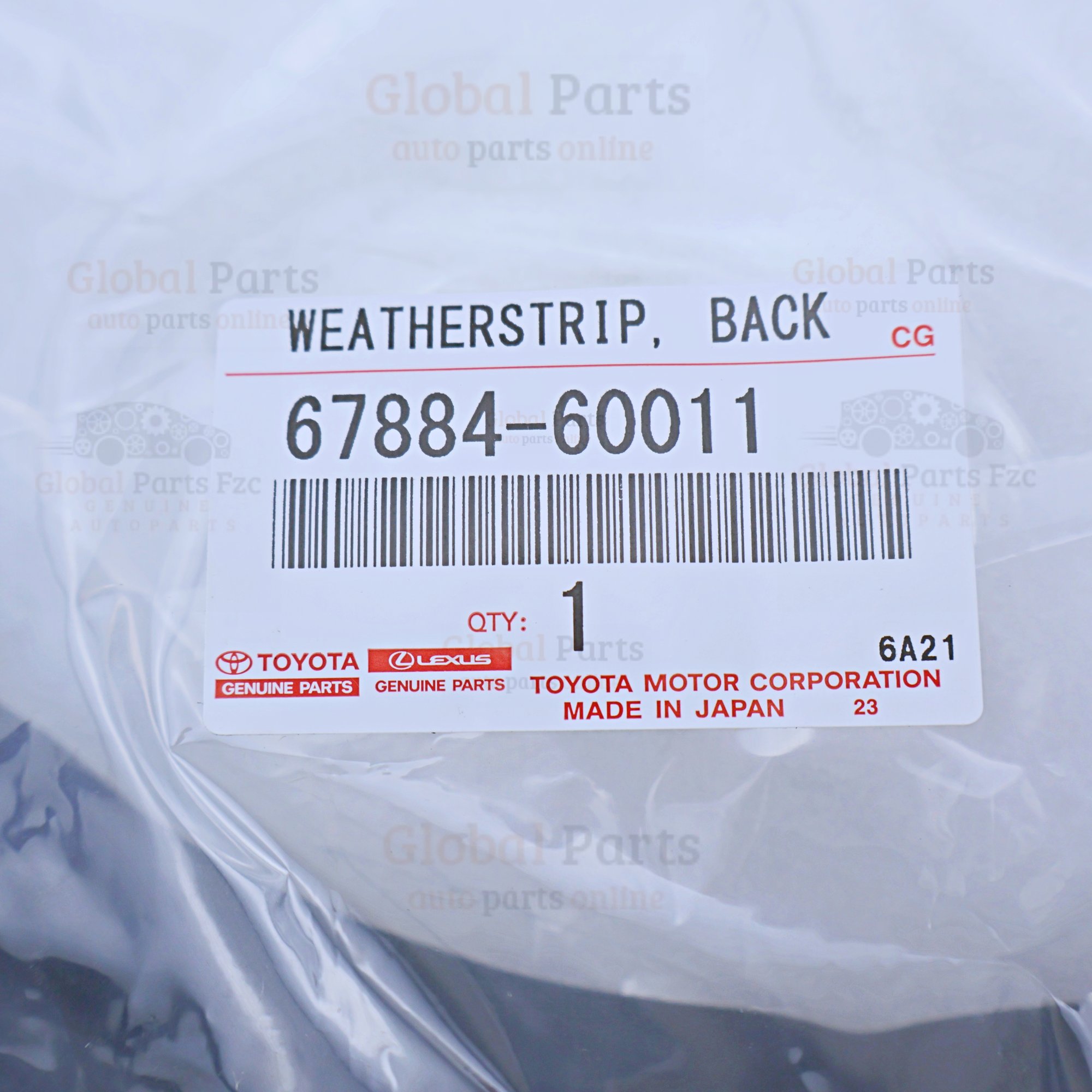 Genuine Toyota OEM Rear Door Center Weatherstrip - 67884-60011