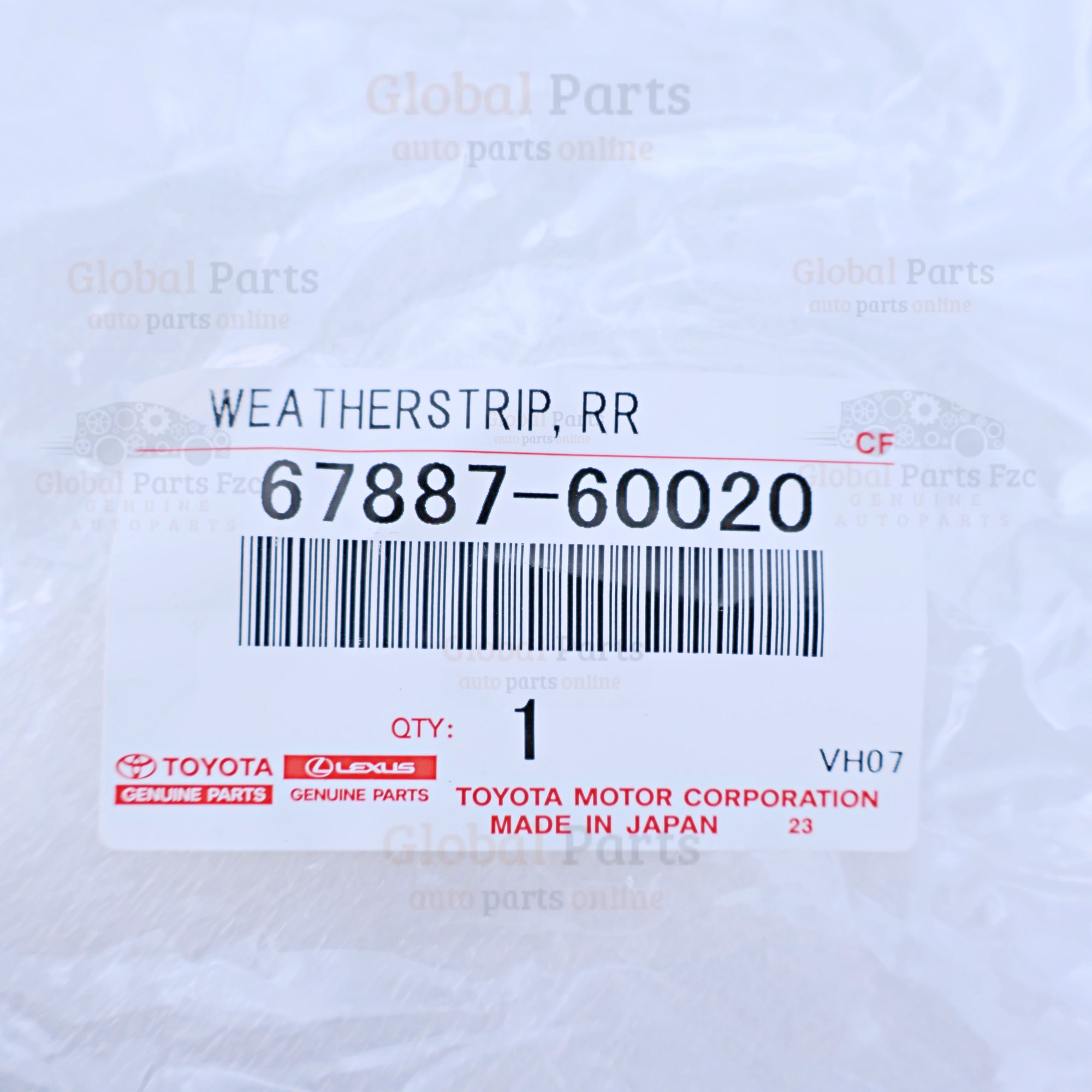 Genuine Toyota OEM Rear Door Weatherstrip No. 2, Right - 67887-60020
