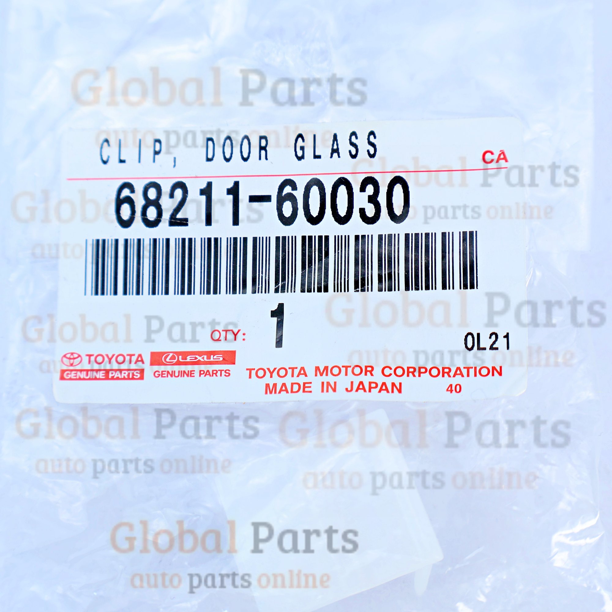 Genuine Toyota OEM Right Rear Door Belt Moulding Clip - 68211-60030