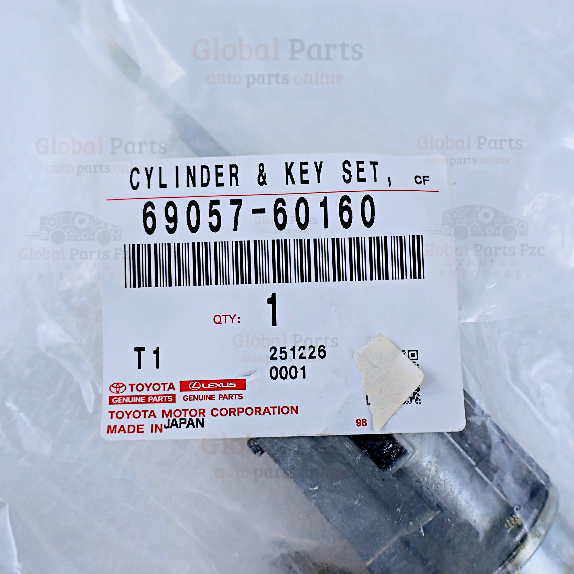 Genuine Toyota OEM Lock Cylinder and Key Set - 69057-60160