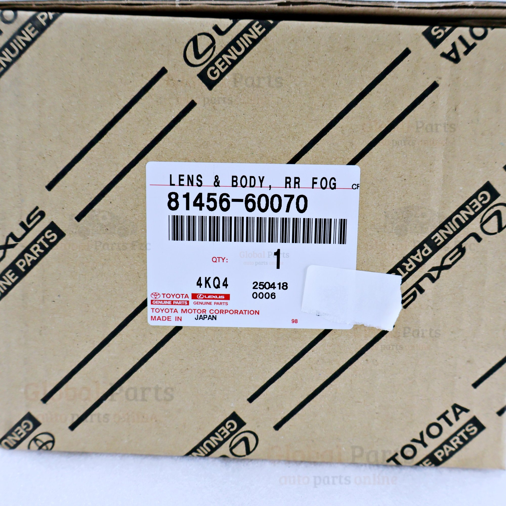 Genuine Toyota OEM Rear Fog Lamp Lens & Body - 81456-60070