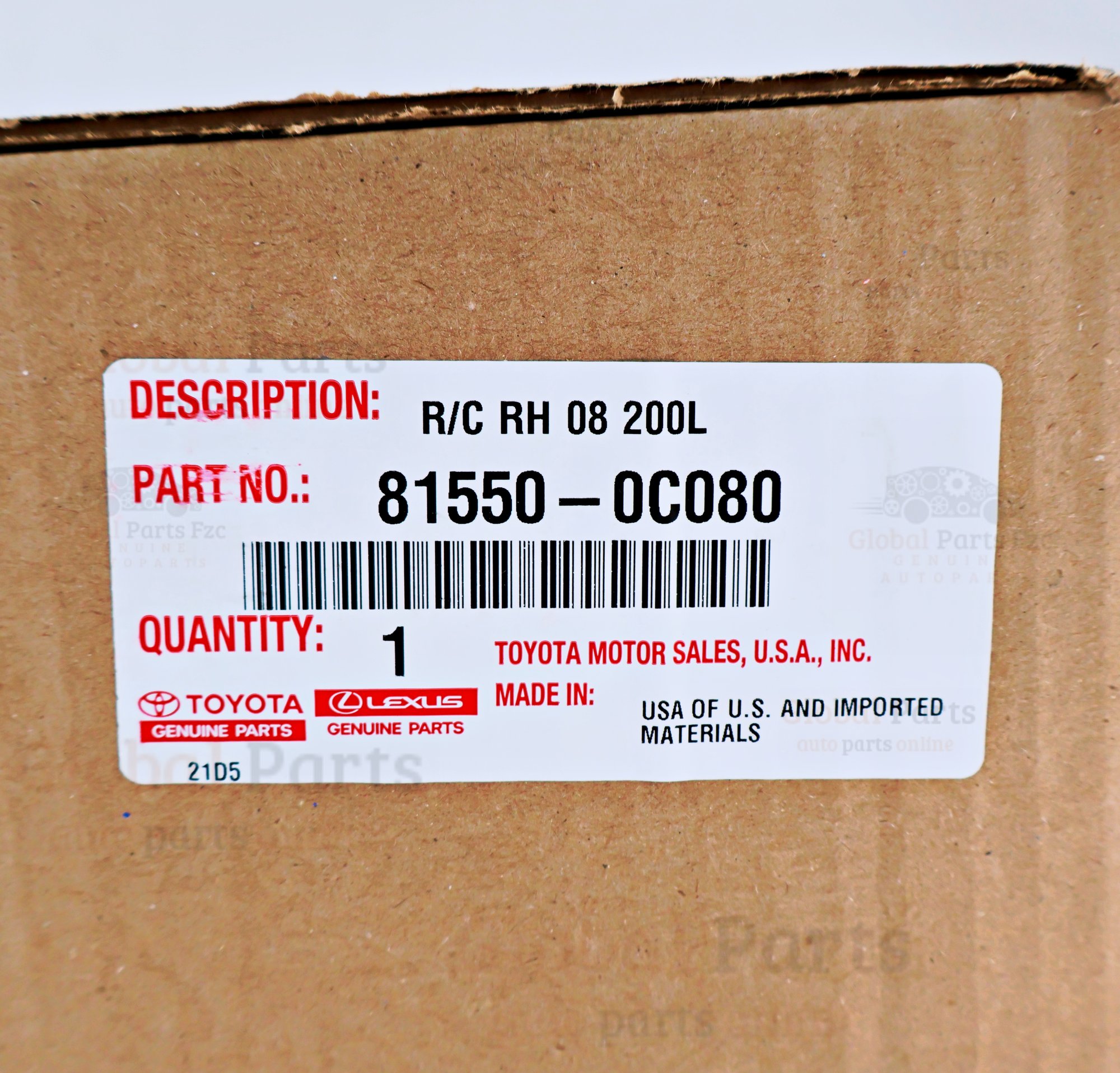 Genuine Toyota OEM Right Rear Combination Lamp Assembly - 81550-0C080