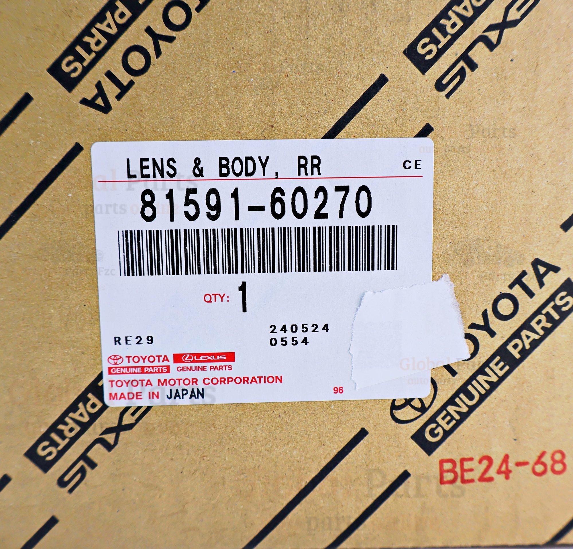Genuine Toyota OEM Lens and Body Rear Fog Lamp Left - 81591-60270
