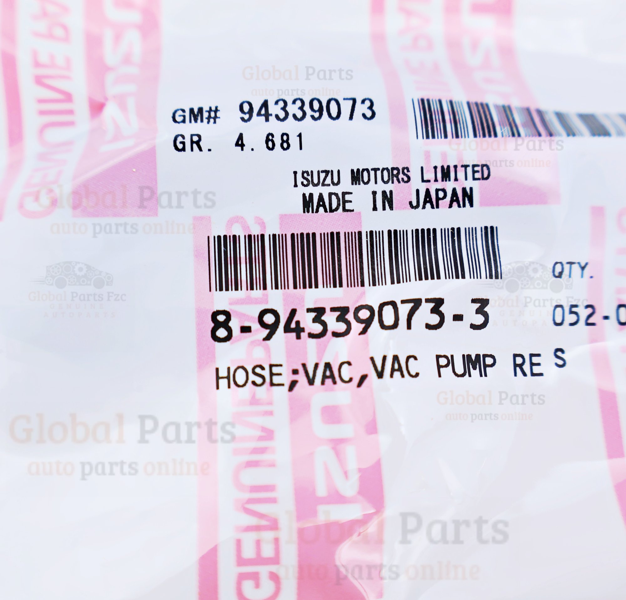 Genuine Isuzu OEM Vacuum Hose - 8-94339073-3