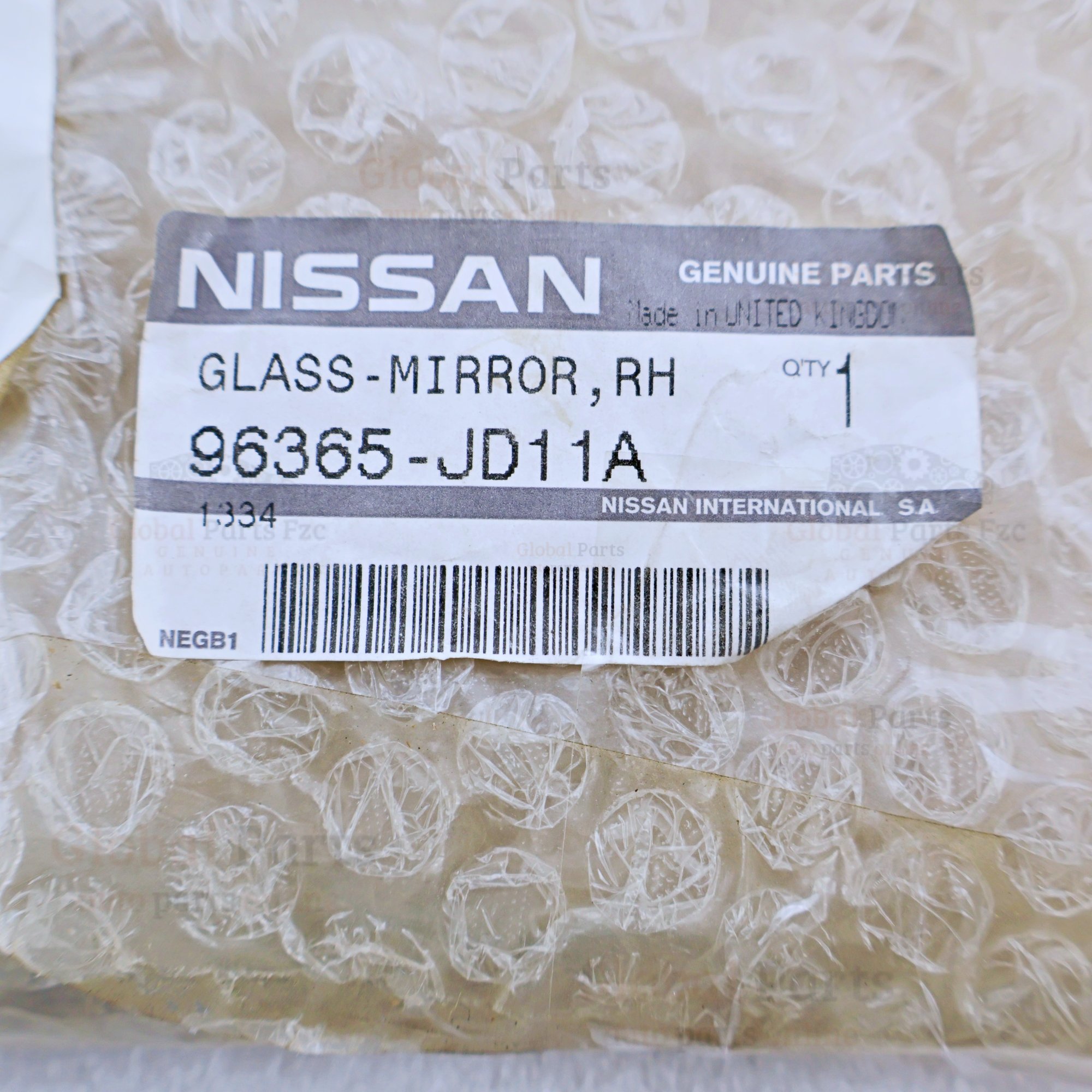 Genuine Nissan OEM Right Exterior Mirror Glass - 96365-JD11A