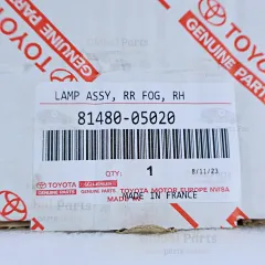Genuine Toyota OEM Rear Fog Lamp Assembly - 81480-05020